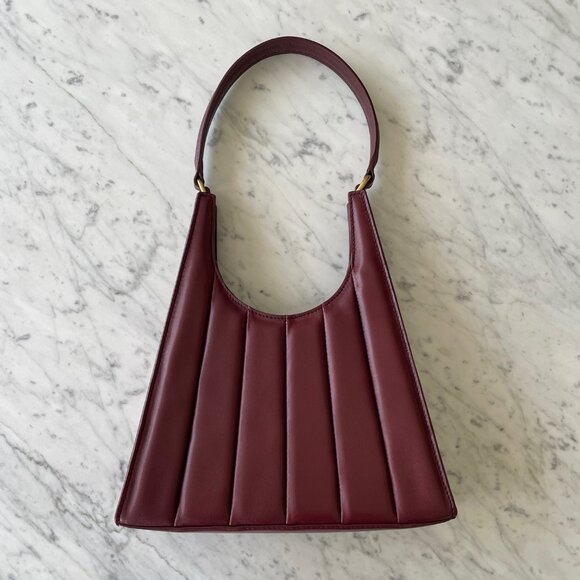 STAUD Rey Quilted Leather Shoulder Bag - Maroon LIKE NEW! - Picture 1 of 8